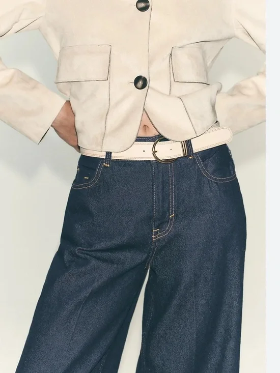 Zara NWT Z1975 pressed creased belted jeans 6164/077 - Picture 5 of 13